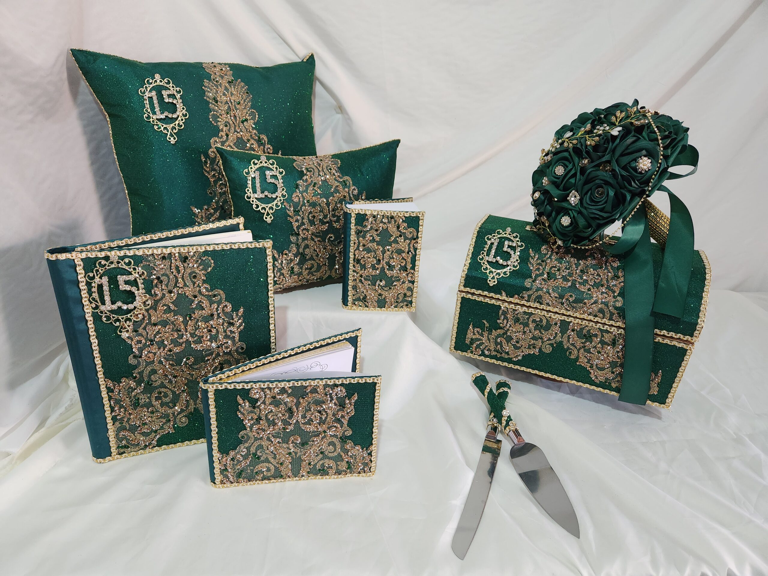 set de xv años en color verde